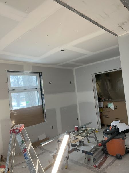 Completed drywall installation ready for painting